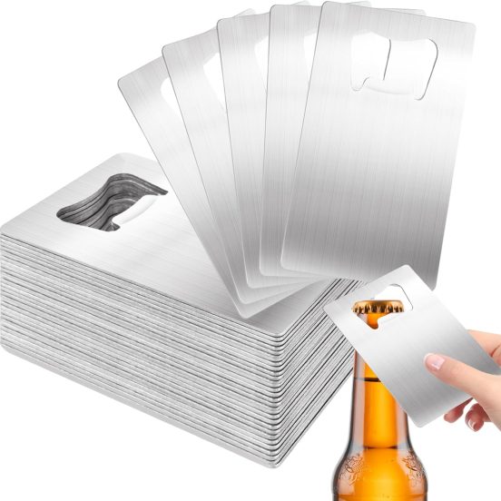 60PCS Credit Card Bottle Opener Stainless Steel Beer Bottle Opener for Wallet Pocket, Pocker Cap Opener for Wedding Party Groomsmen Bridesmaid Gifts